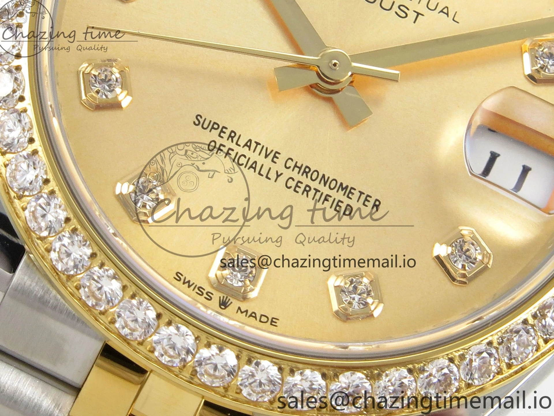 Good Copy Rolex Watches YG Diamonds Steel Bracelet 31 Jubilee THBF YG DateJust 1:1 Dial Edition Bezel SS 278383RBR 904L HZ Vibrant on Best 46 Diamonds Cal. 1220